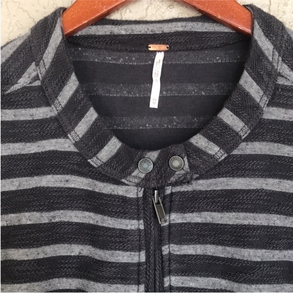 Free People Gray Striped Peplum Zip Jacket - Picture 5 of 11